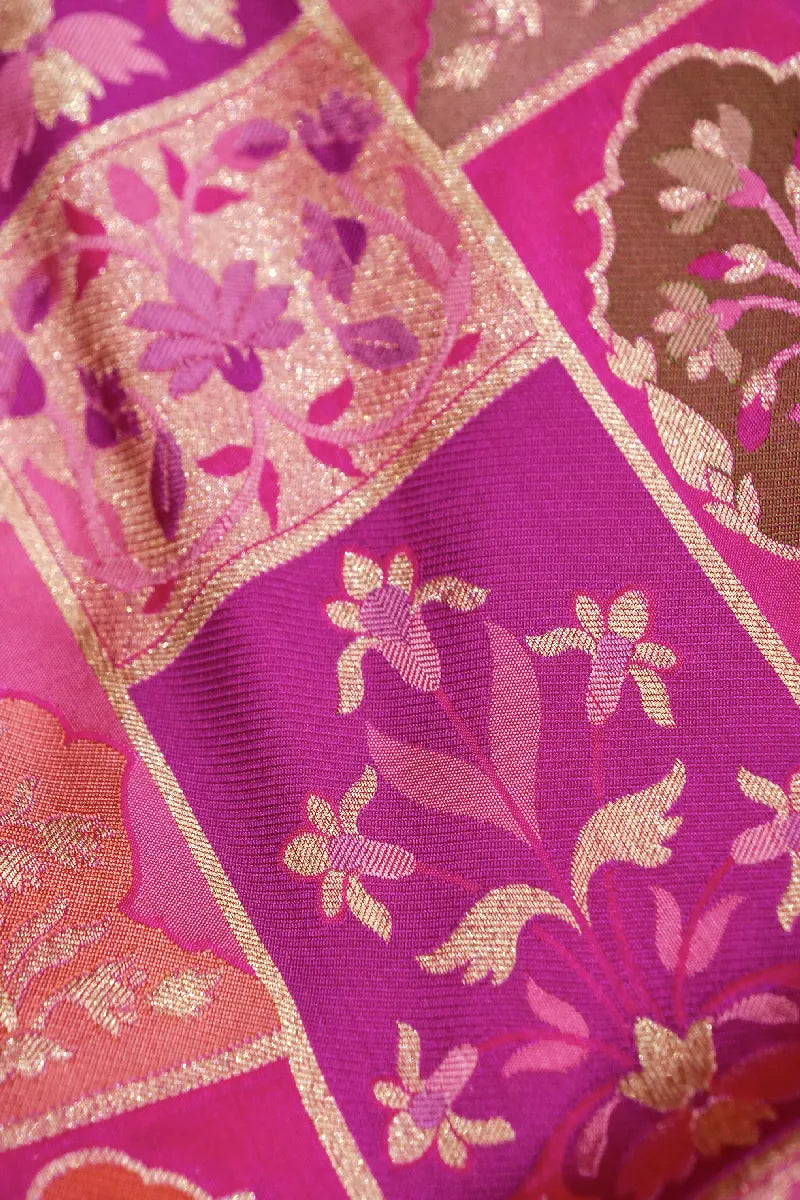 BANARASI SINGLE KATAN RICH ZARI RANI COLOR SAREE