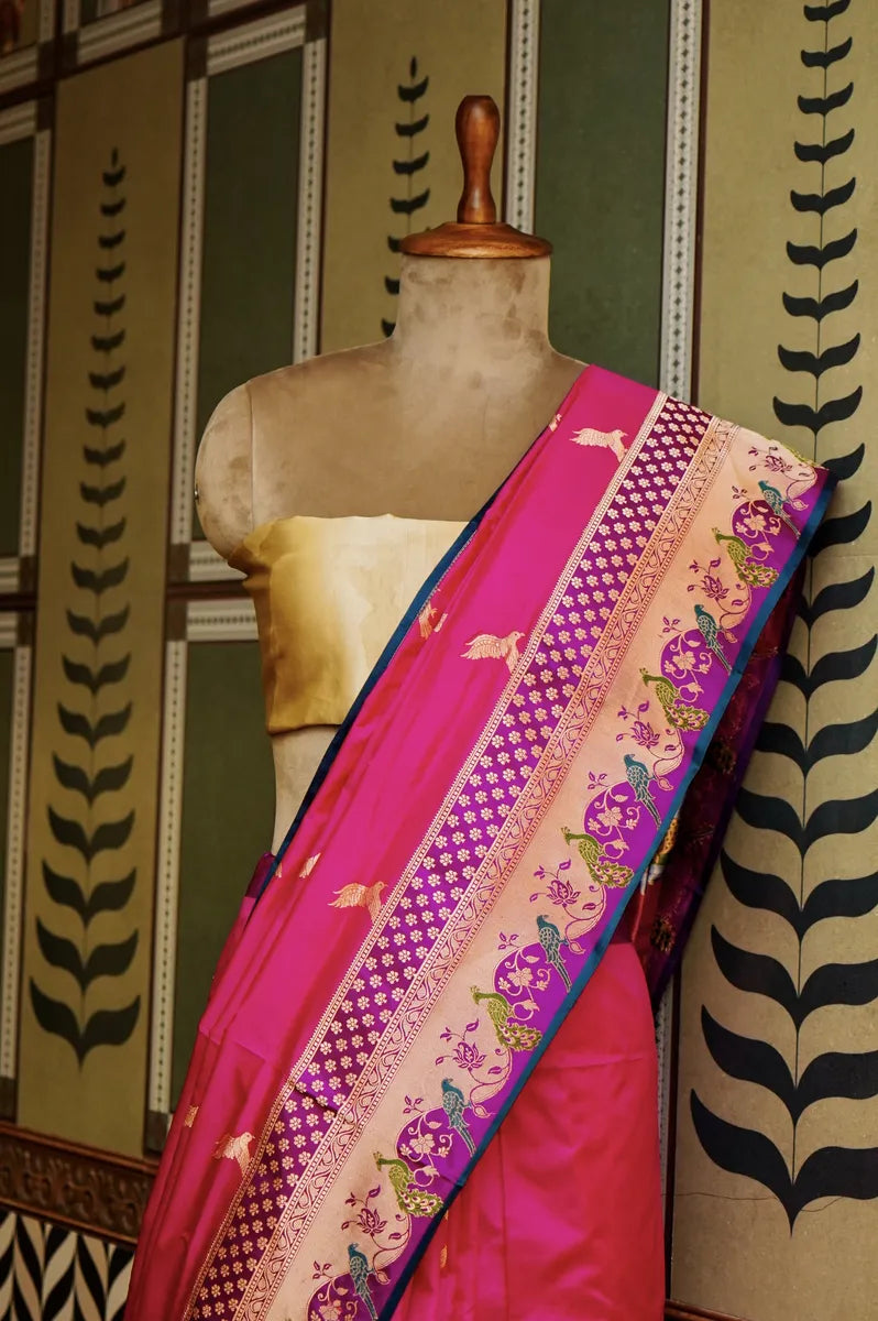 PURE BANARASI RANI SINGLE KATAN SILK SAREE