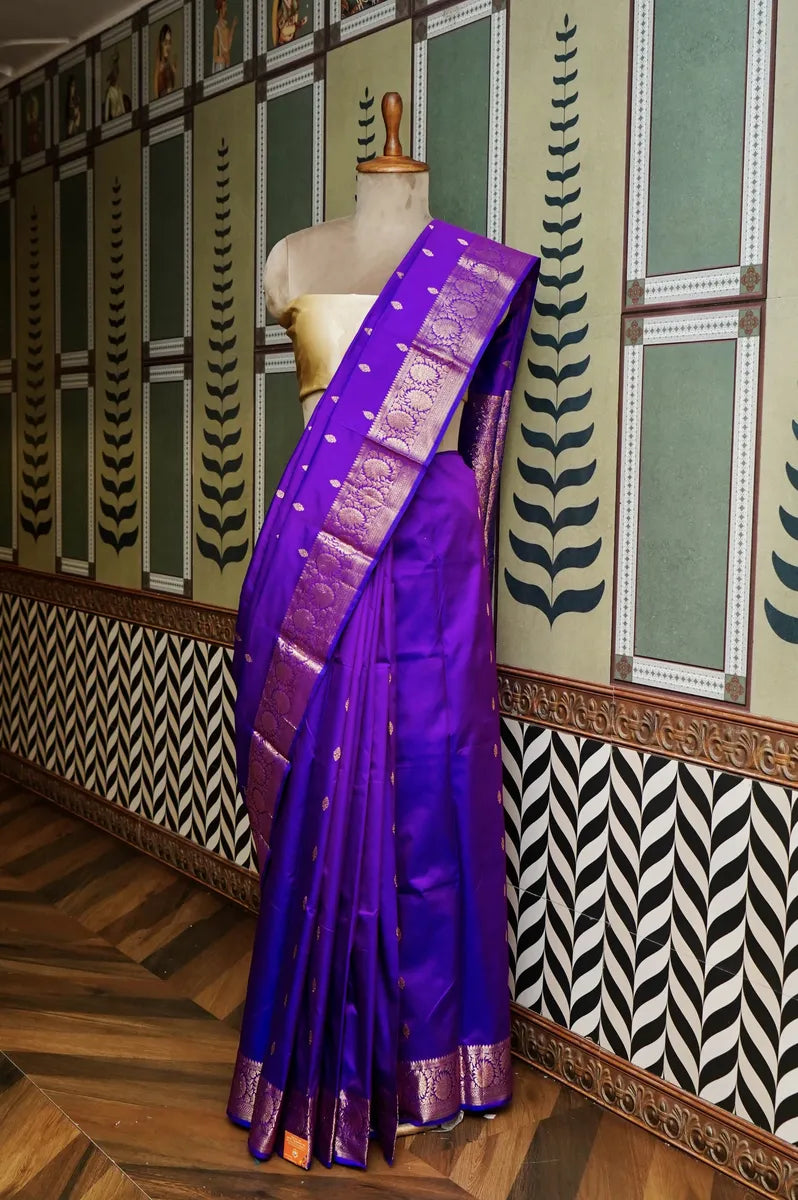 PURE BANARASI MAGENTA SINGLE KATAN SILK SAREE