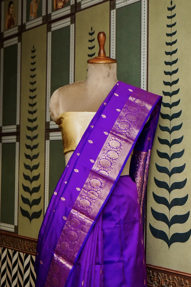 PURE BANARASI MAGENTA SINGLE KATAN SILK SAREE