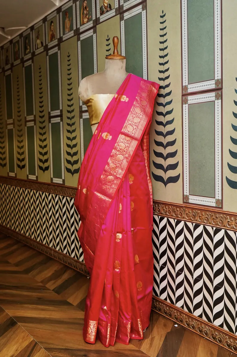 PURE BANARASI PYAAZI SINGLE KATAN SILK SAREE
