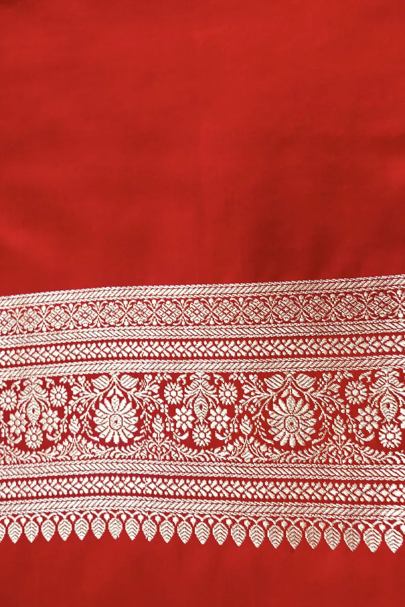 RED COLOR BANARASI SILK SAREE DUAL ENTRY