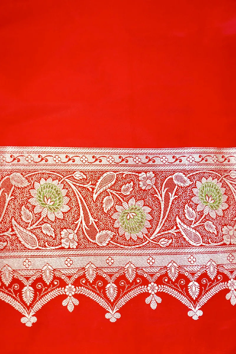 YELLOW WITH RED  COLOR BANARASI SILK SAREE