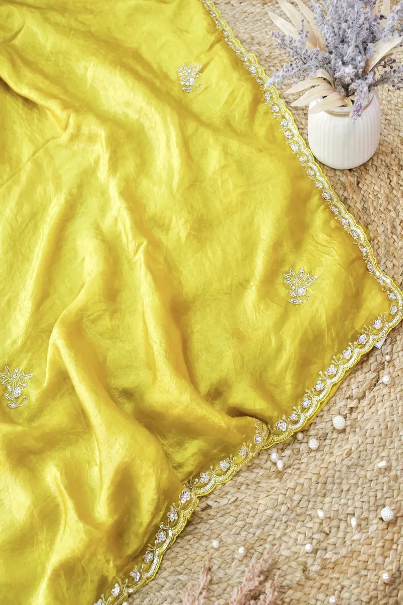 MANGO YELLOW COLOR CREPE SILK SAREE