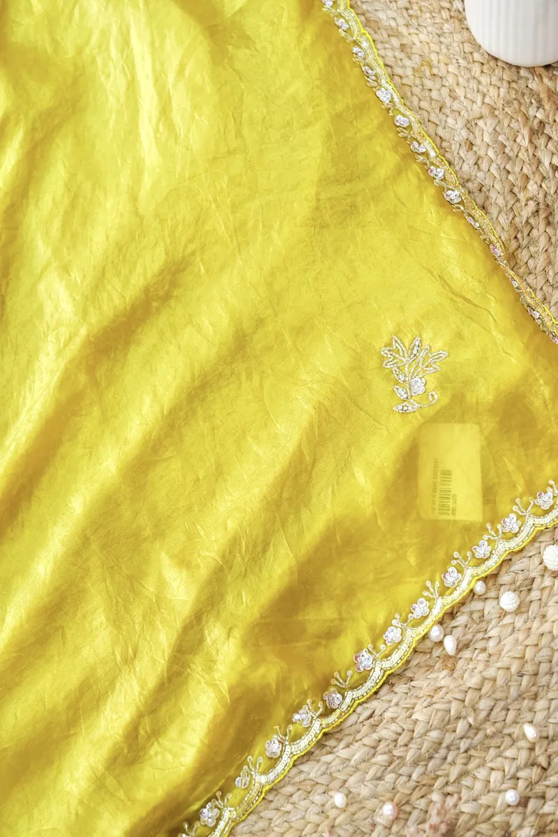 MANGO YELLOW COLOR CREPE SILK SAREE