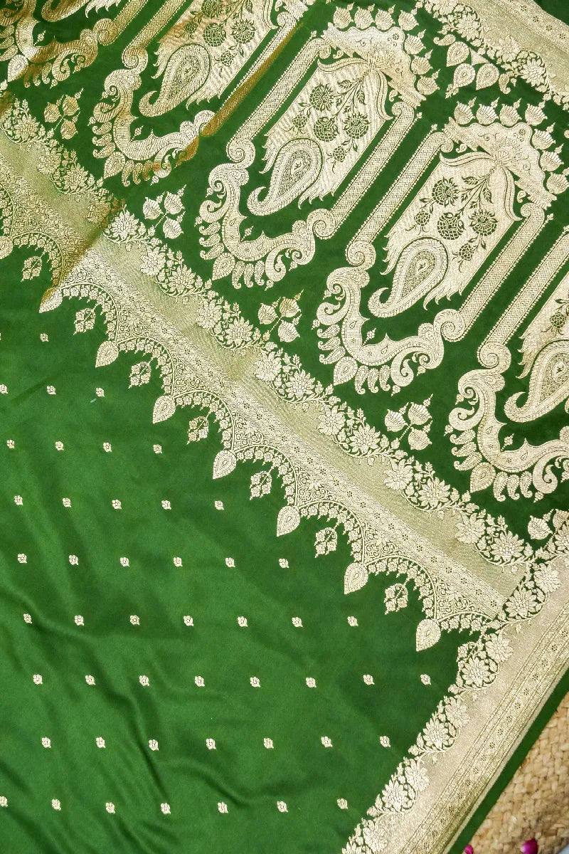 MEHENDI GREEN COLOR BANARASI SILK SAREE
