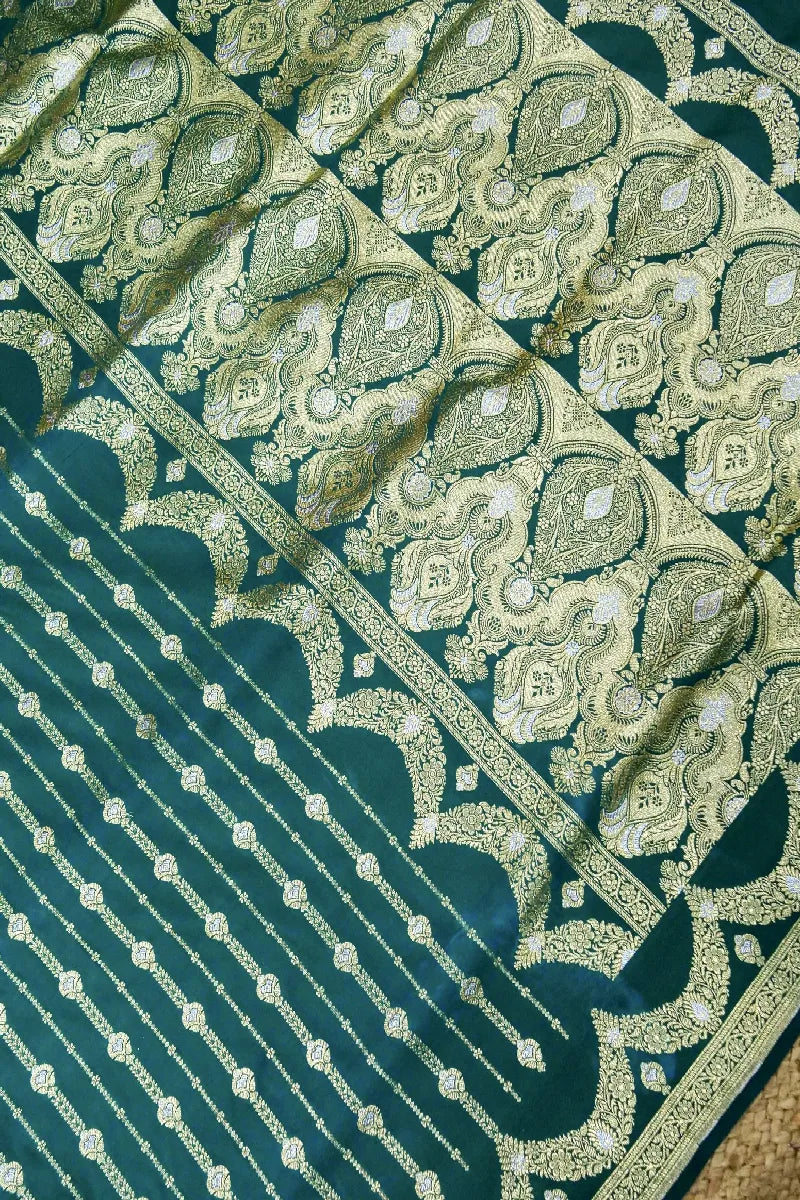 TEAL GREEN COLOR BANARASI SILK SAREE