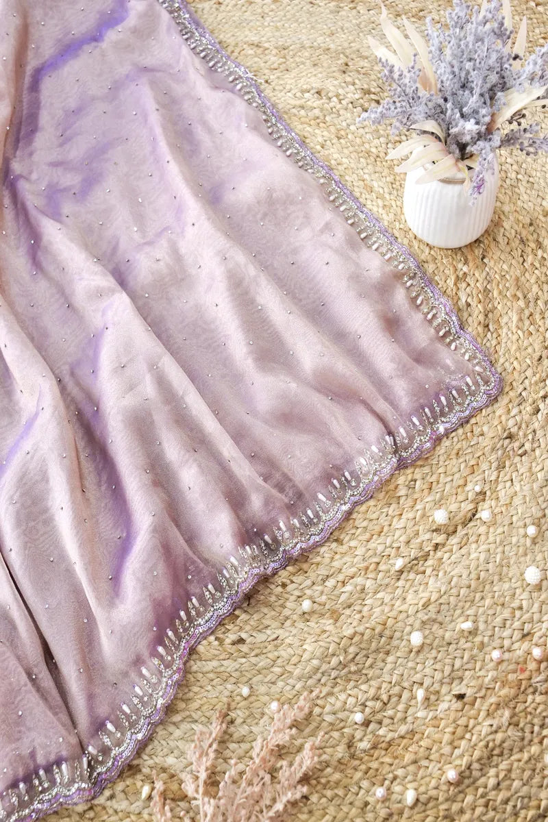 LAVENDER COLOR TISSUE SILK SAREE