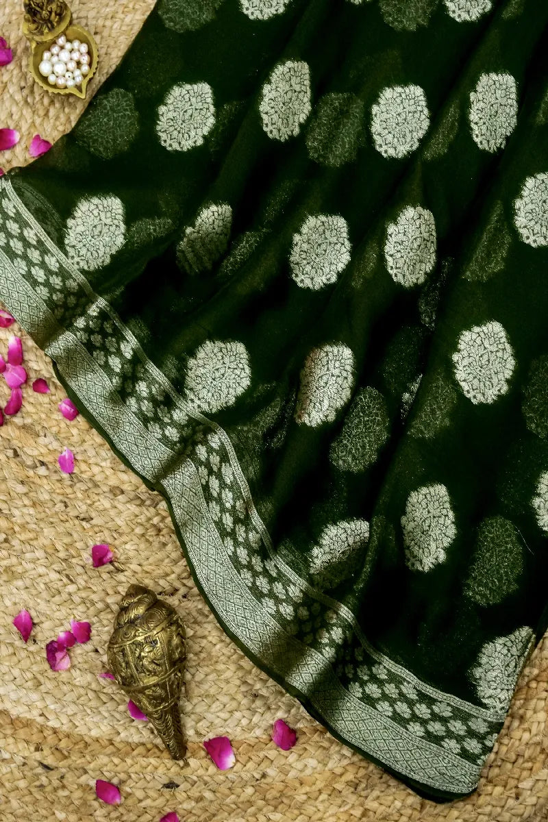 MEHENDI GREEN COLOR CHIFFON SAREE
