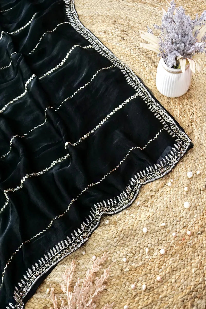 BLACK COLOR CREPE SILK SAREE