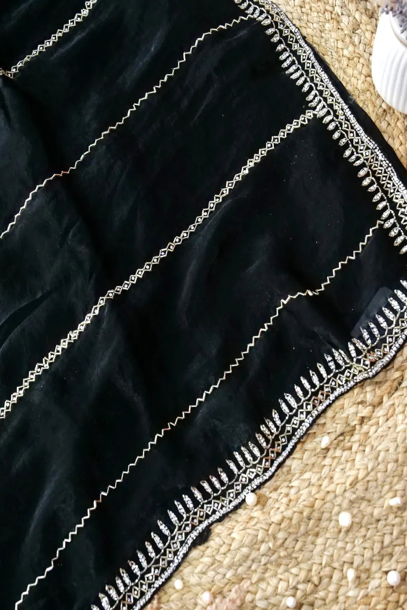 BLACK COLOR CREPE SILK SAREE