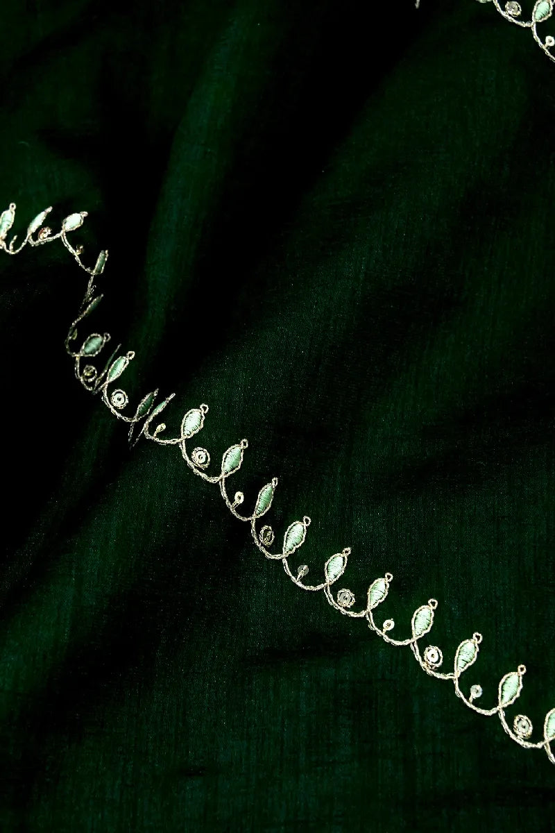 DARK GREEN COLOR RAW SILK SAREE