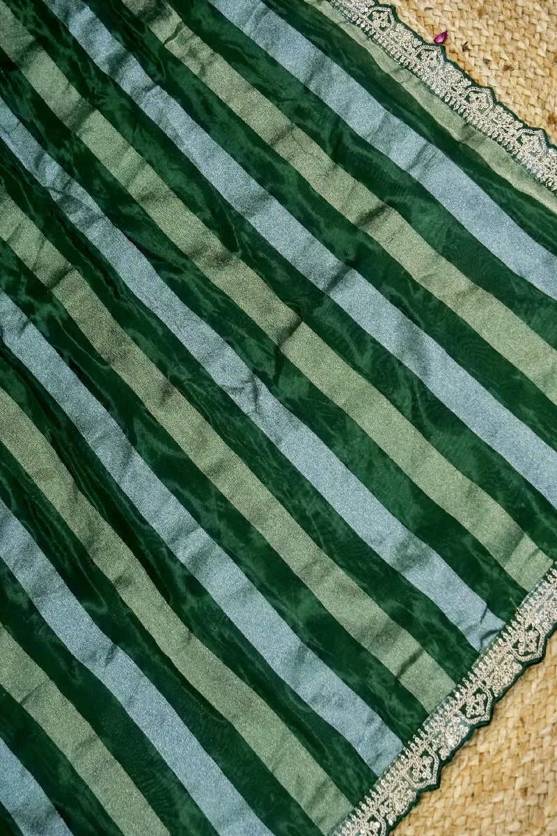 DARK GREEN COLOR ORAGANZA SAREE