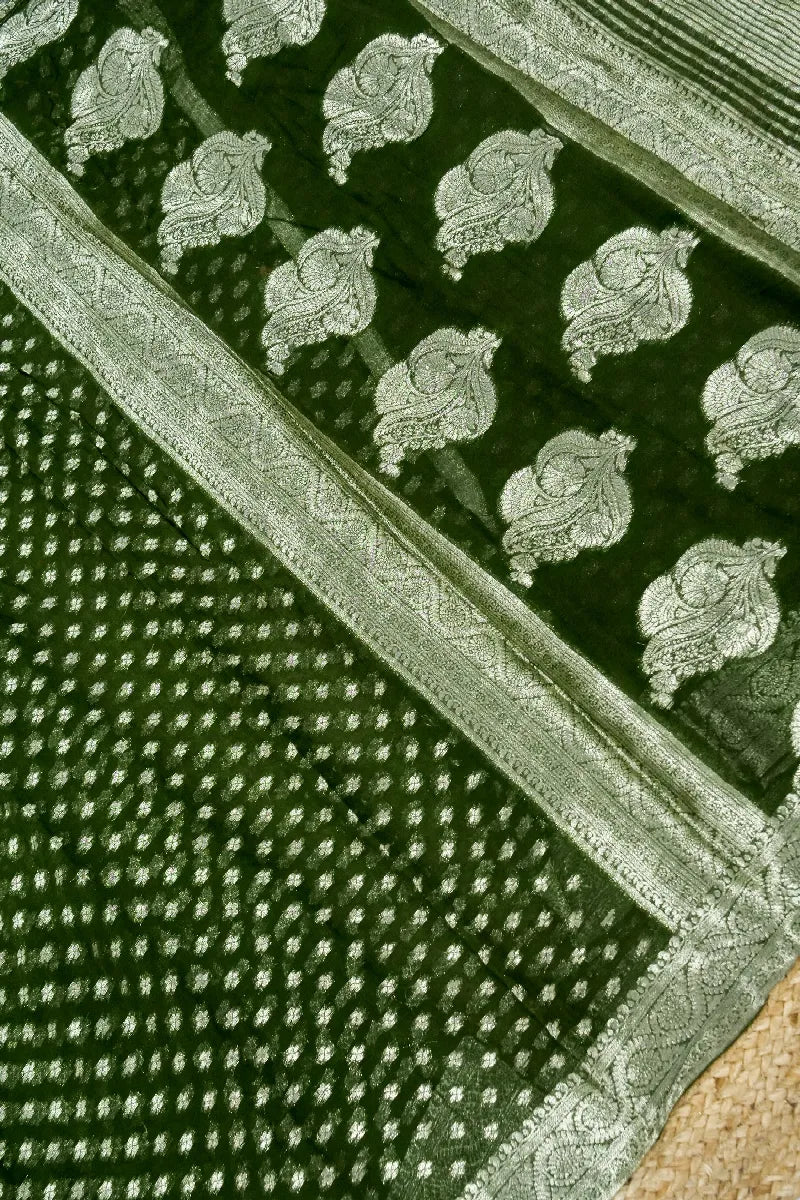 MEHENDI GREEN COLOR CHIFFON SAREE