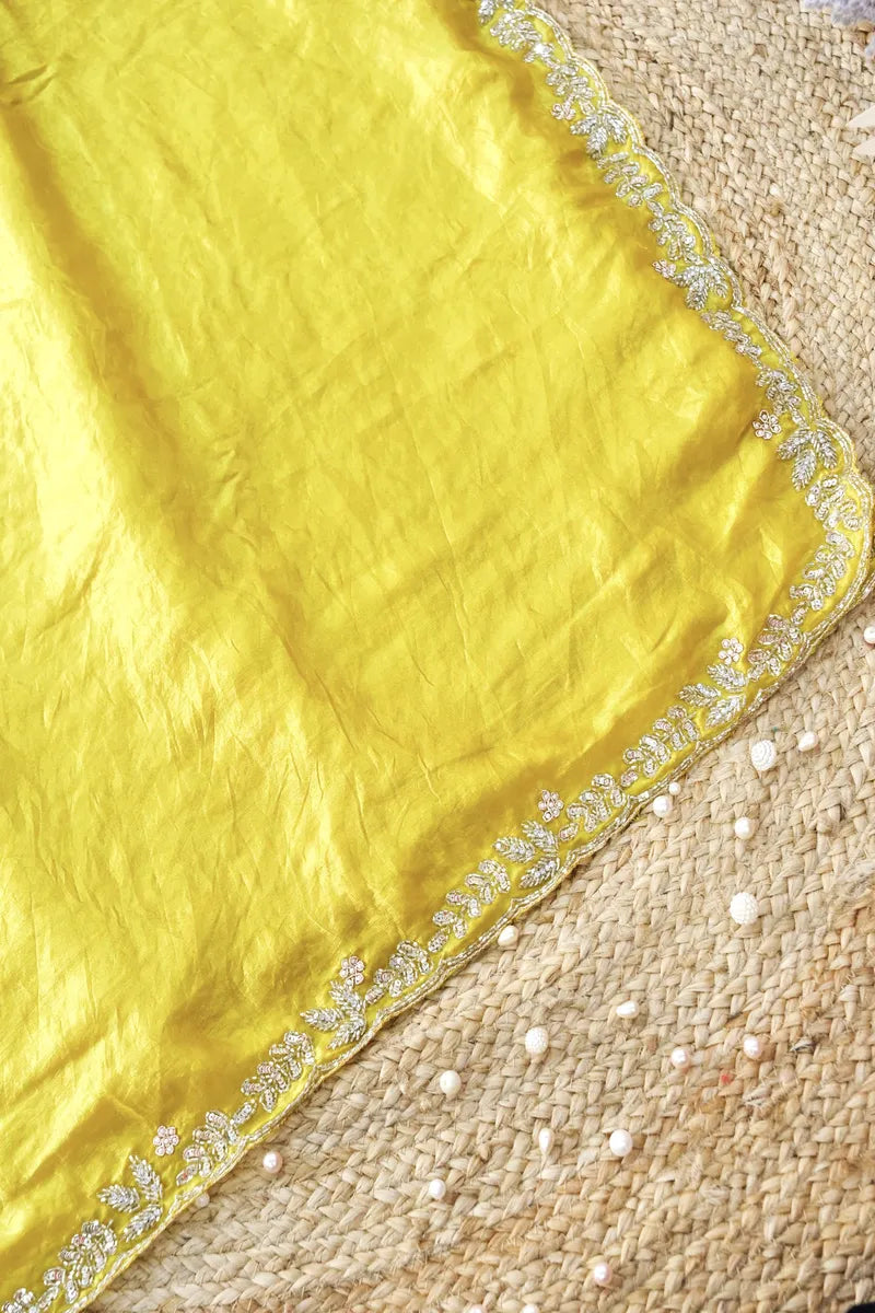 MANGO YELLOW COLOR CREPE SILK SAREE
