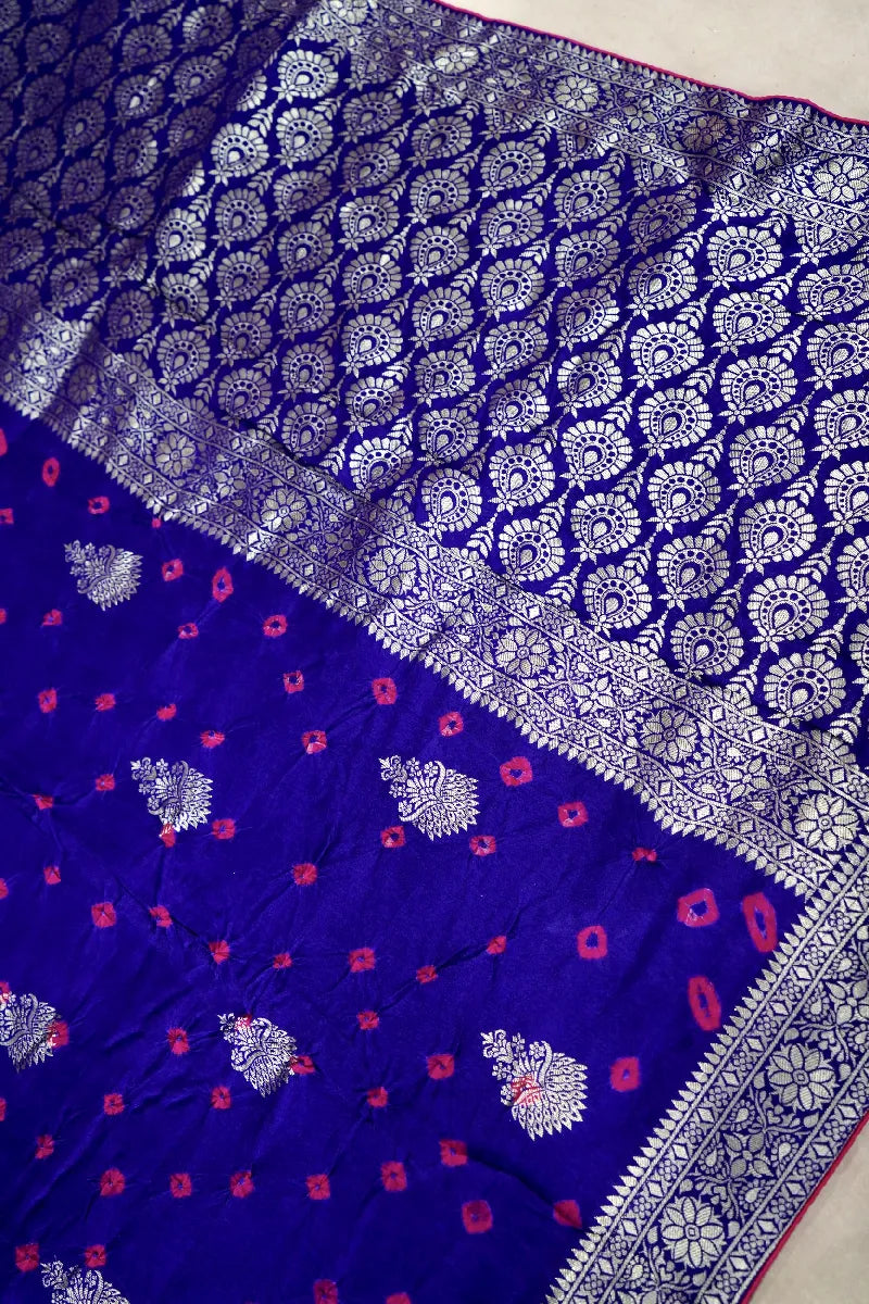 PURPLE COLOR GAJJI SILK BANDHANI SAREE