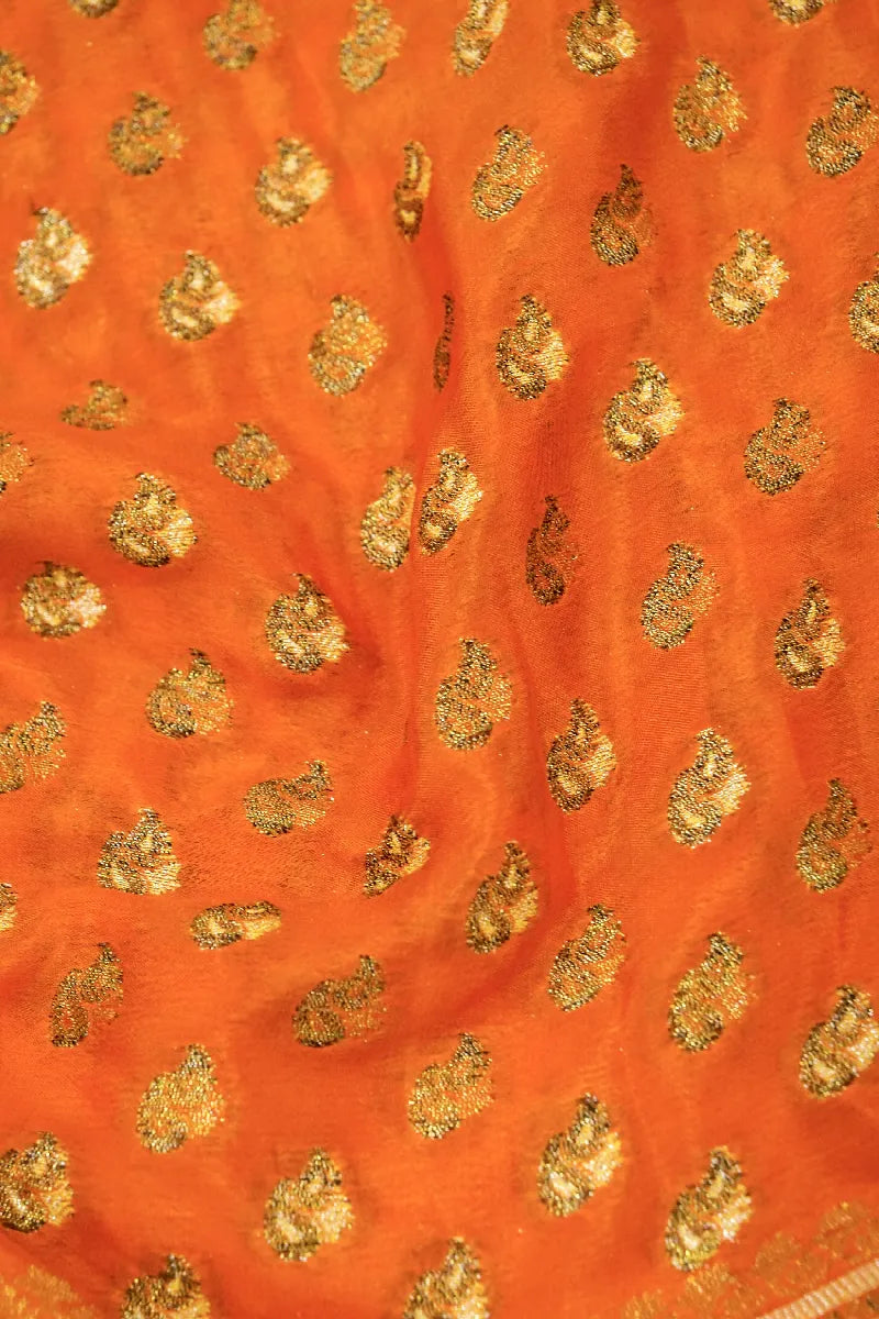 ORANGE COLOR KHADDI GEORGETTE SAREE
