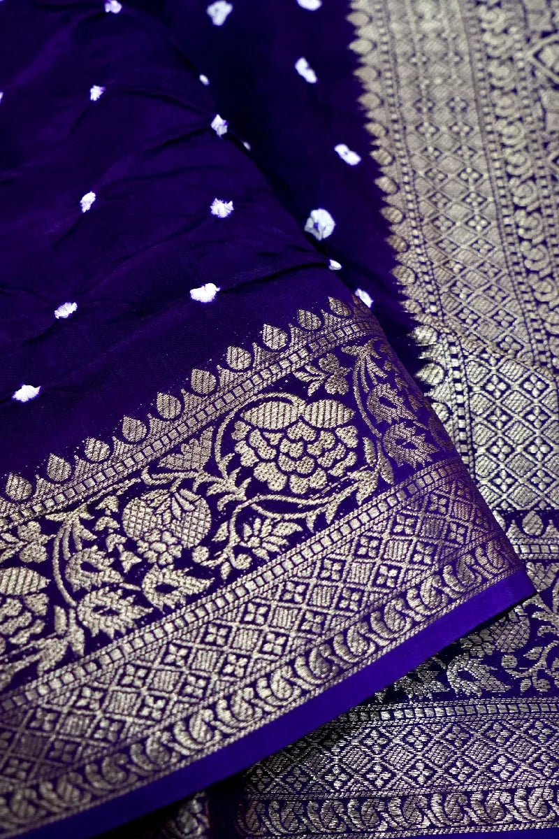 PURPLE COLOR GAJJI SILK BANDHANI SAREE