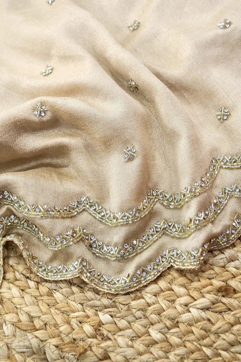 CREAM COLOR CREPE SILK SAREE