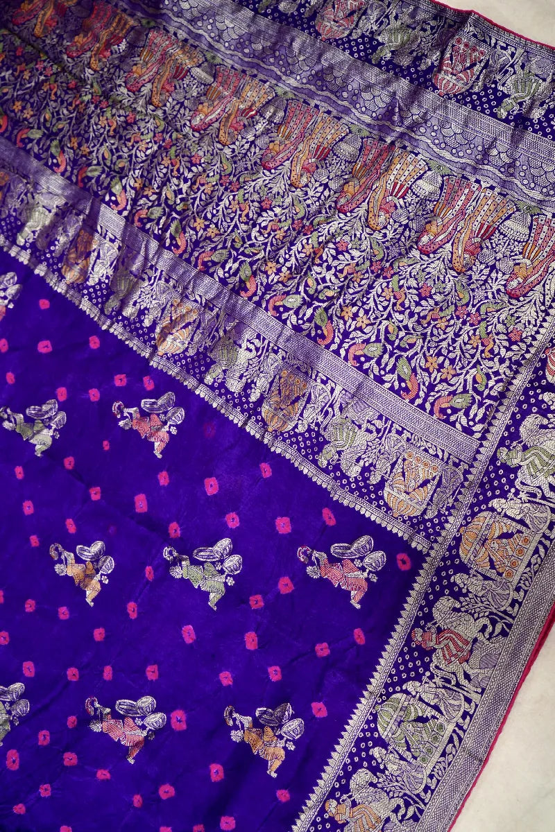 PURPLE COLOR GAJJI SILK BANDHANI SAREE
