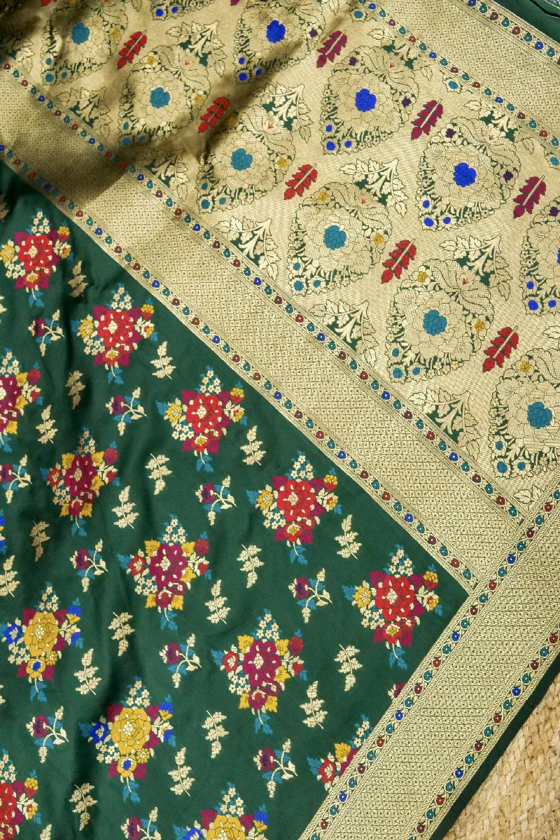 GREEN COLOR BANARASI SILK SAREE