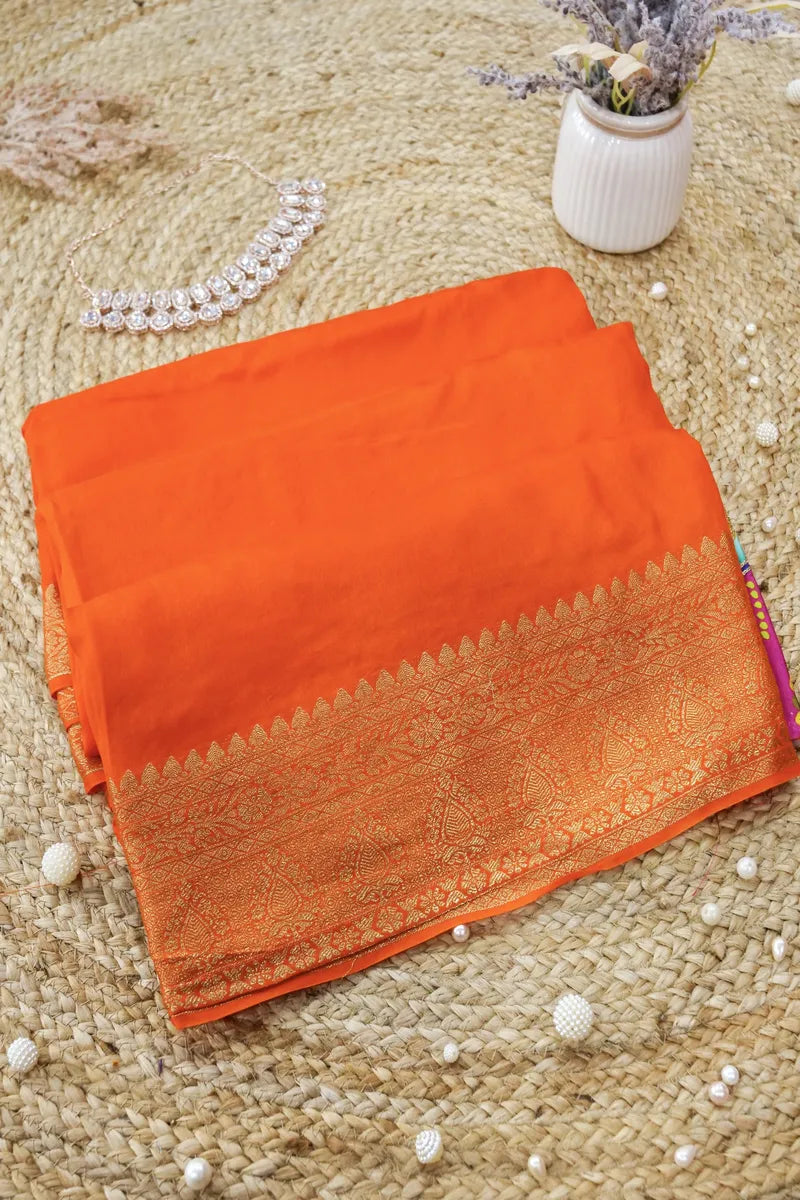 ORANGE COLOR DOLA SILK SAREE