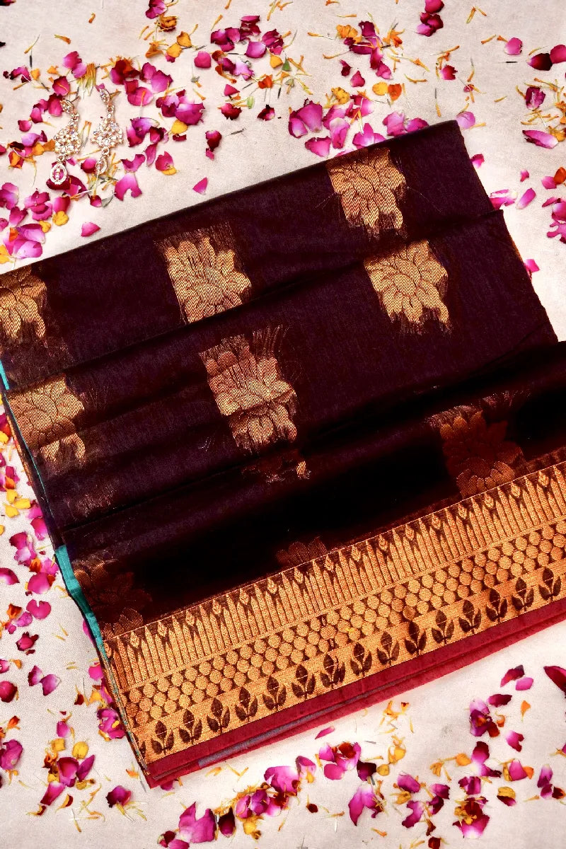 BANARASI WINE COLOR SIKO COTTON SAREE