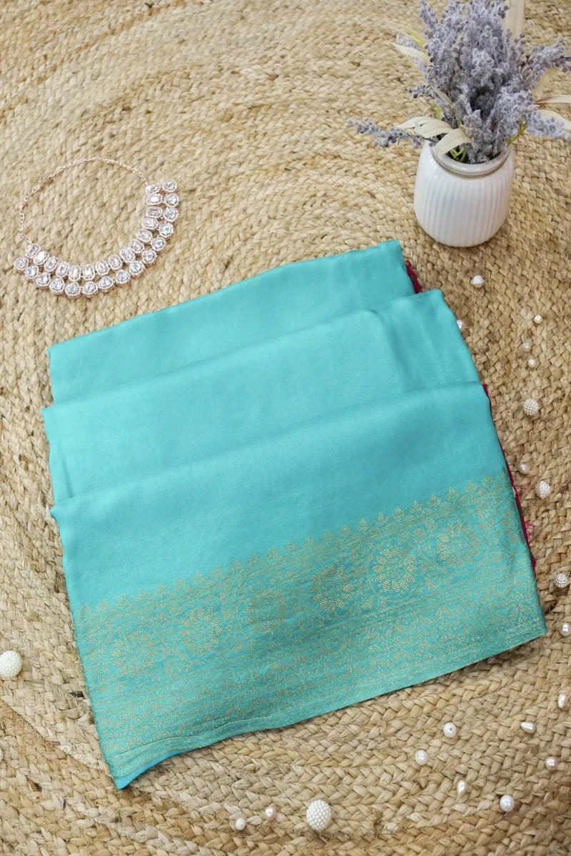 SEA GREEN COLOR DOLA SILK SAREE