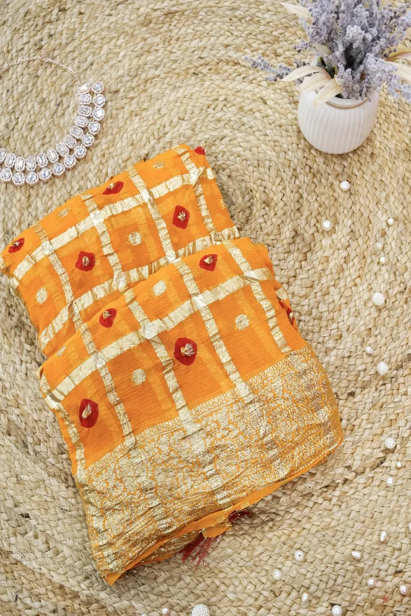 ORANGE COLOR GEORGETTE BANDHANI SAREE
