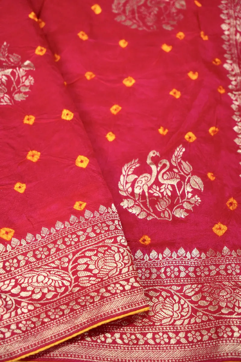 RED COLOR GAJJI SILK BANDHANI SAREE