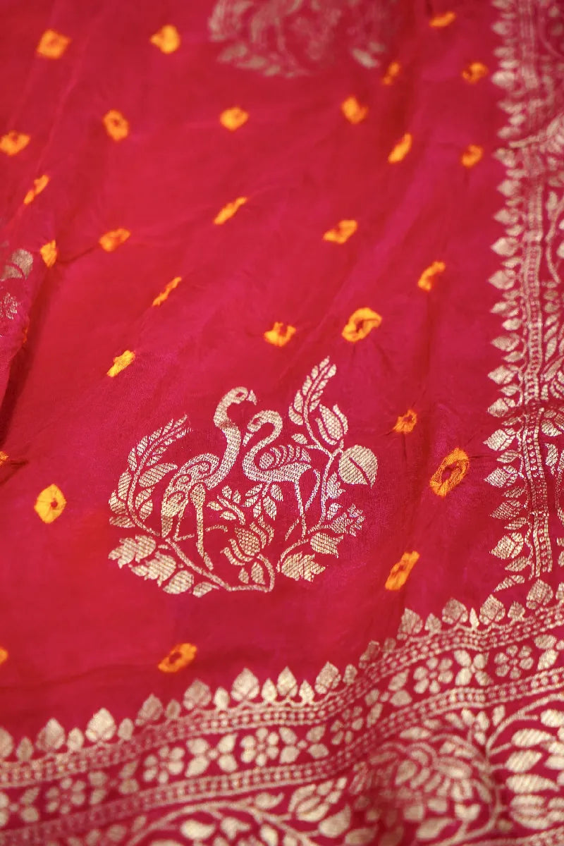 RED COLOR GAJJI SILK BANDHANI SAREE