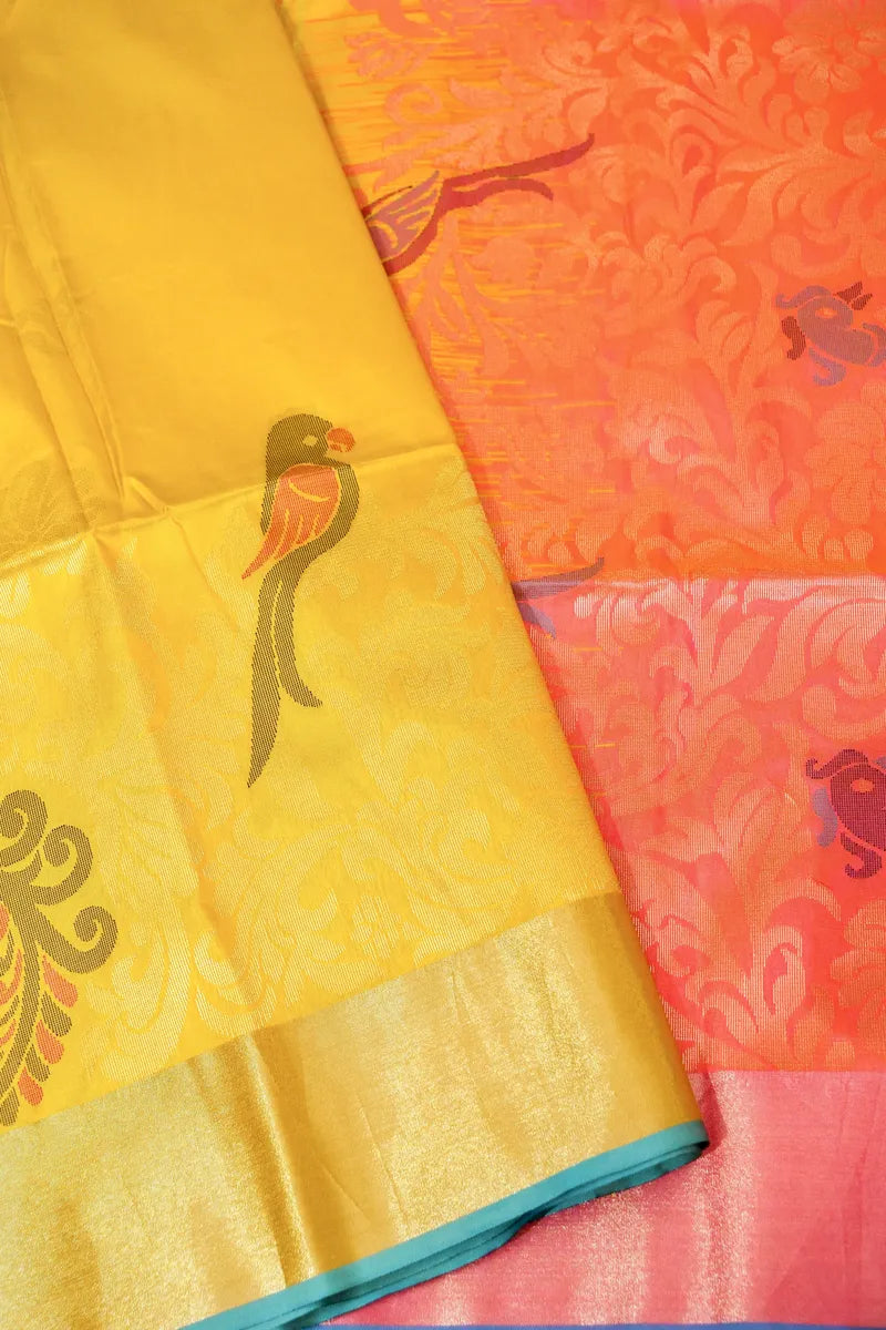 YELLOW COLOR BANARASI SILK SAREE