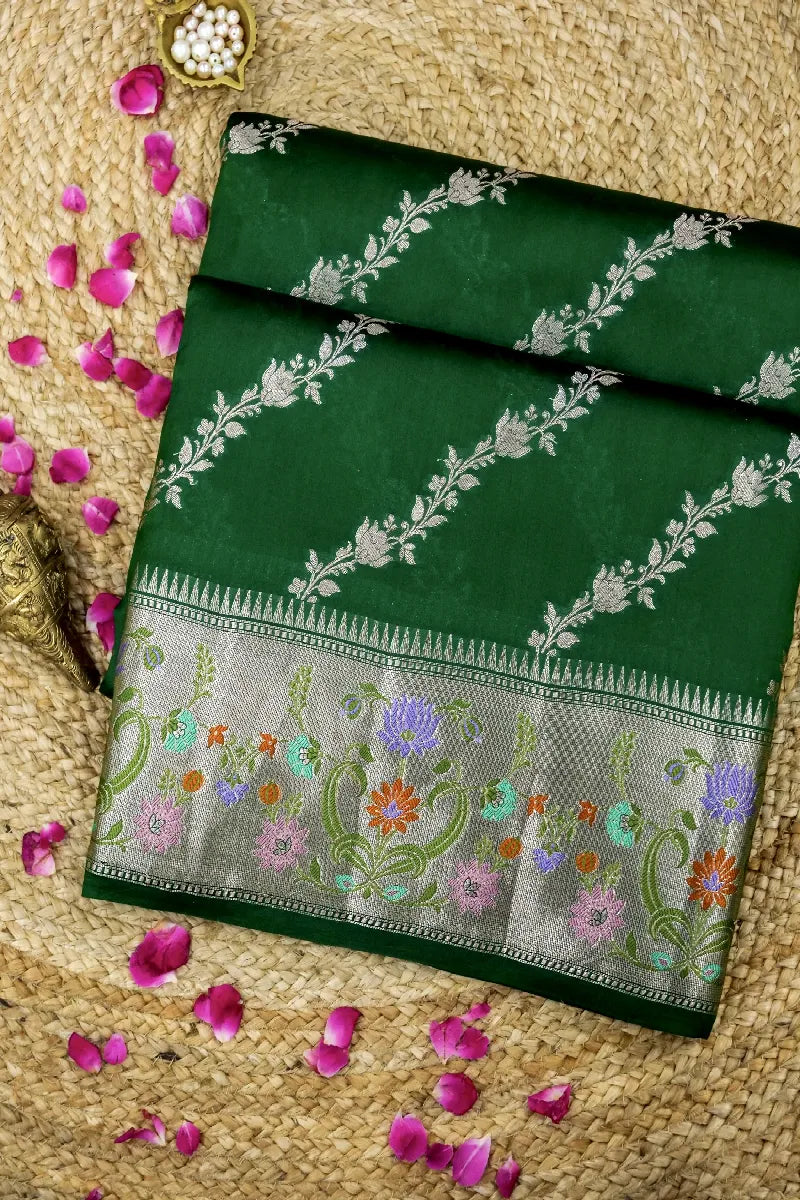 GREEN COLOR PURE DUPIAN SILK SAREE
