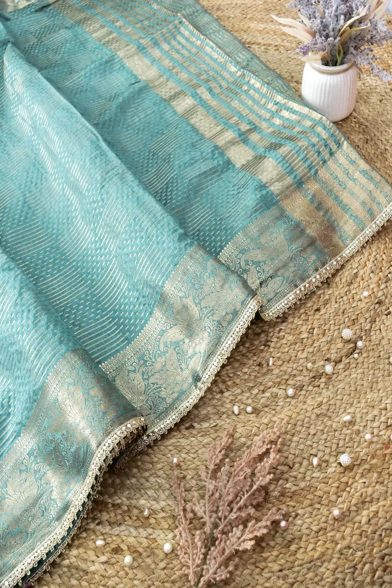 AQUA BLUE COLOR DOLA SILK SAREE