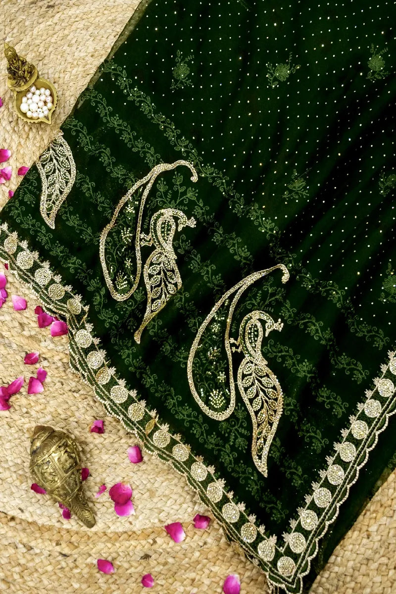 GREEN COLOR CHIFFON SAREE