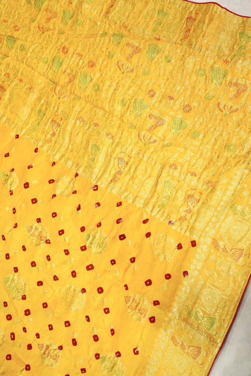 TEAL BLUE COLOR GAJJI SILK BANDHANI SAREE
