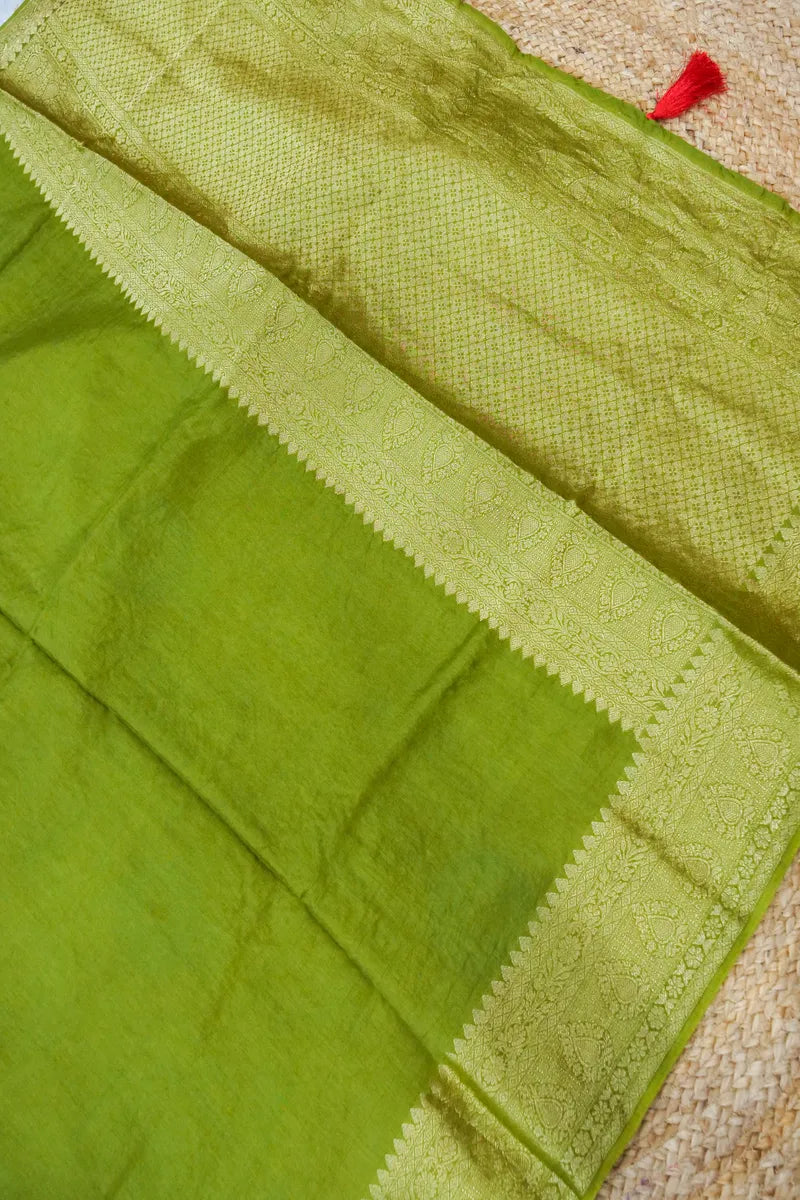 PEAR GREEN COLOR DOLA SILK SAREE