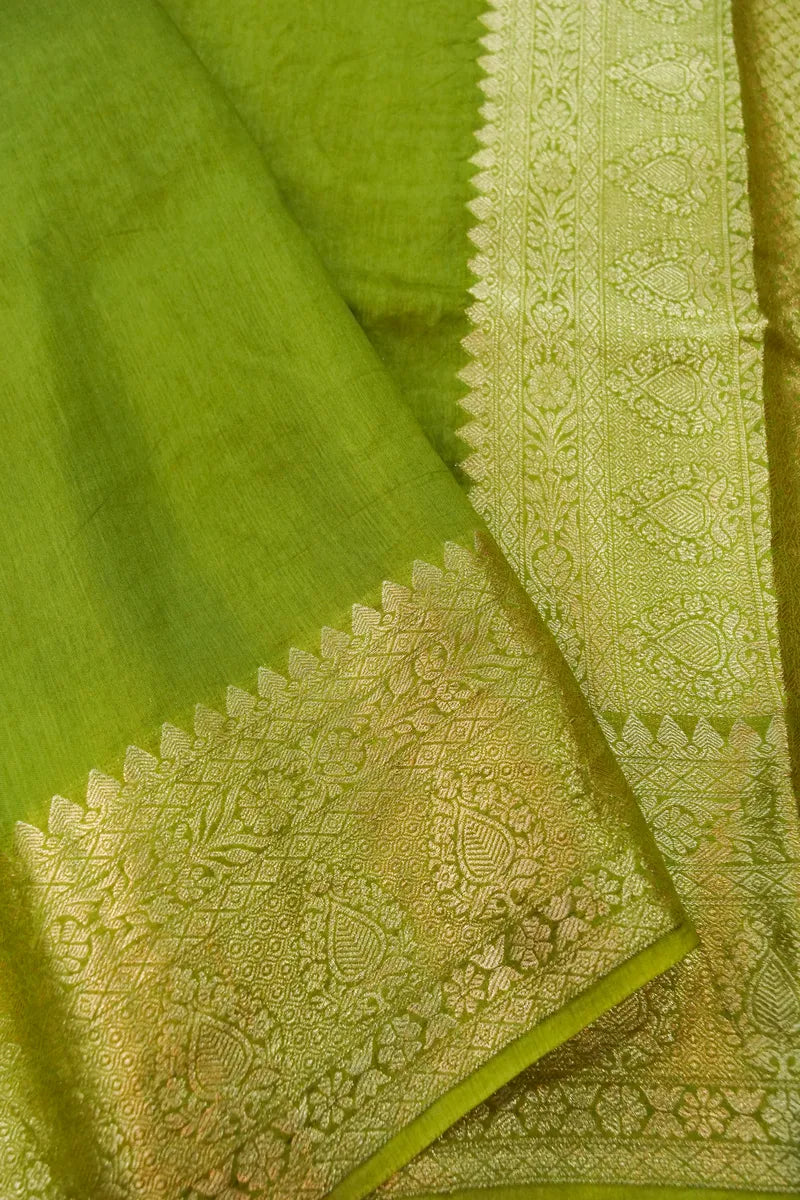PEAR GREEN COLOR DOLA SILK SAREE