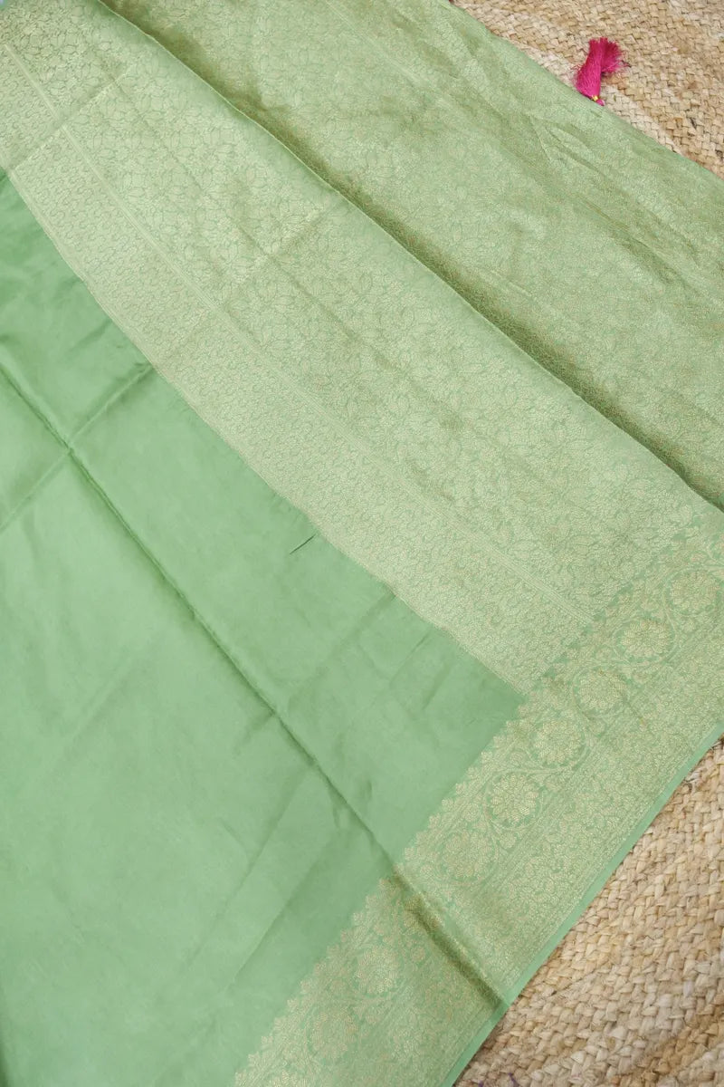PISTA GREEN COLOR DOLA SILK SAREE