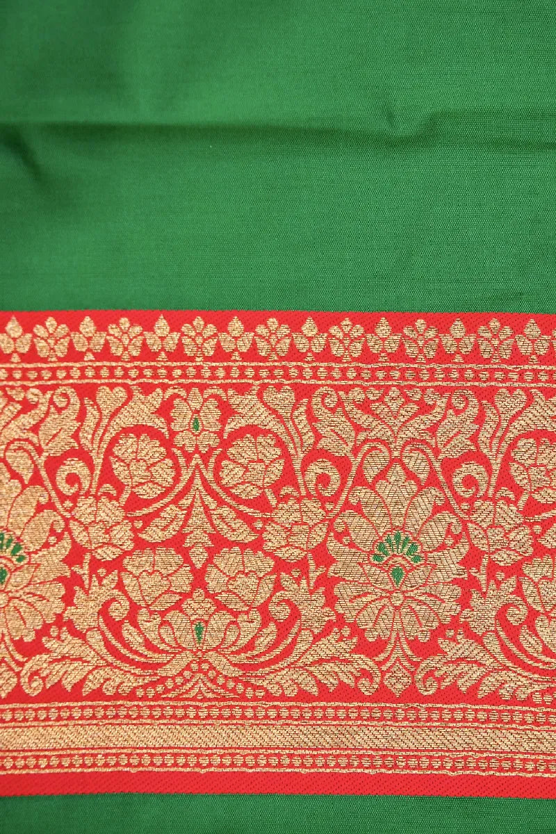 GREEN WITH RED COLOR BANARASI SILK SAREE