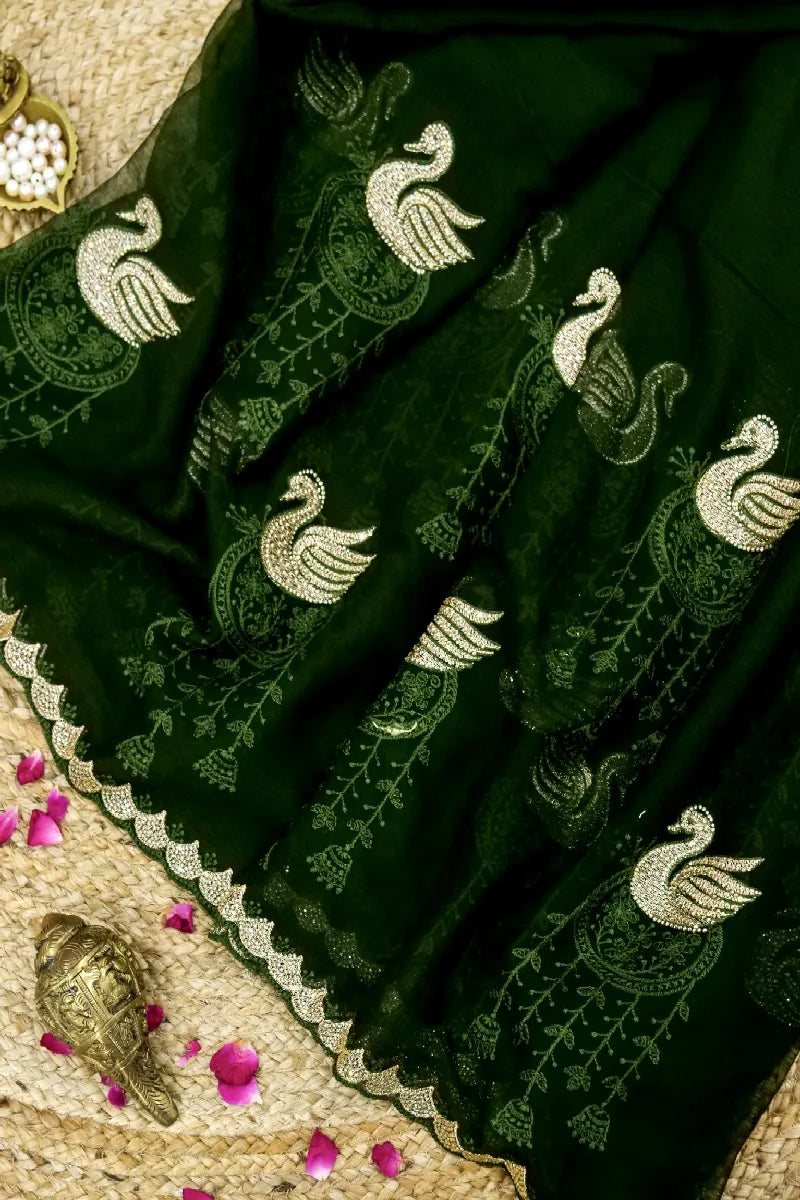 GREEN COLOR CHIFFON SAREE