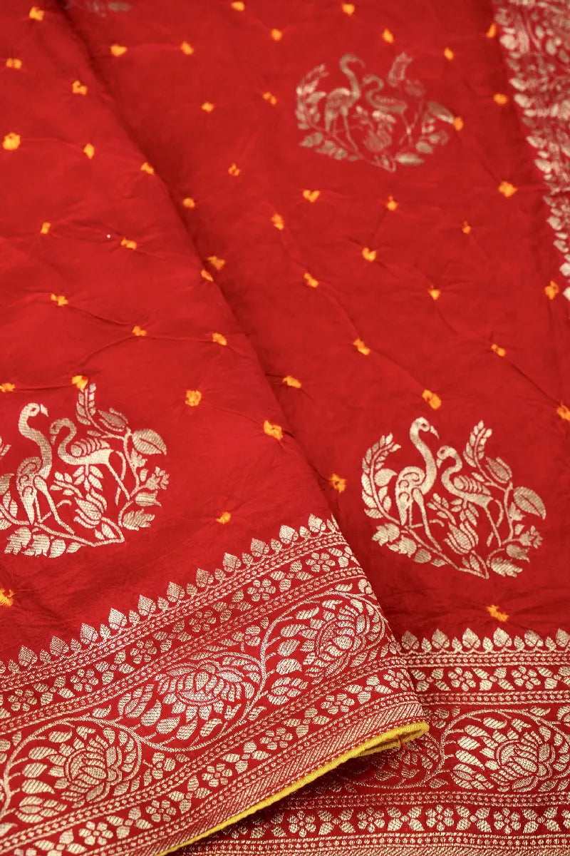 TEAL BLUE COLOR GAJJI SILK BANDHANI SAREE