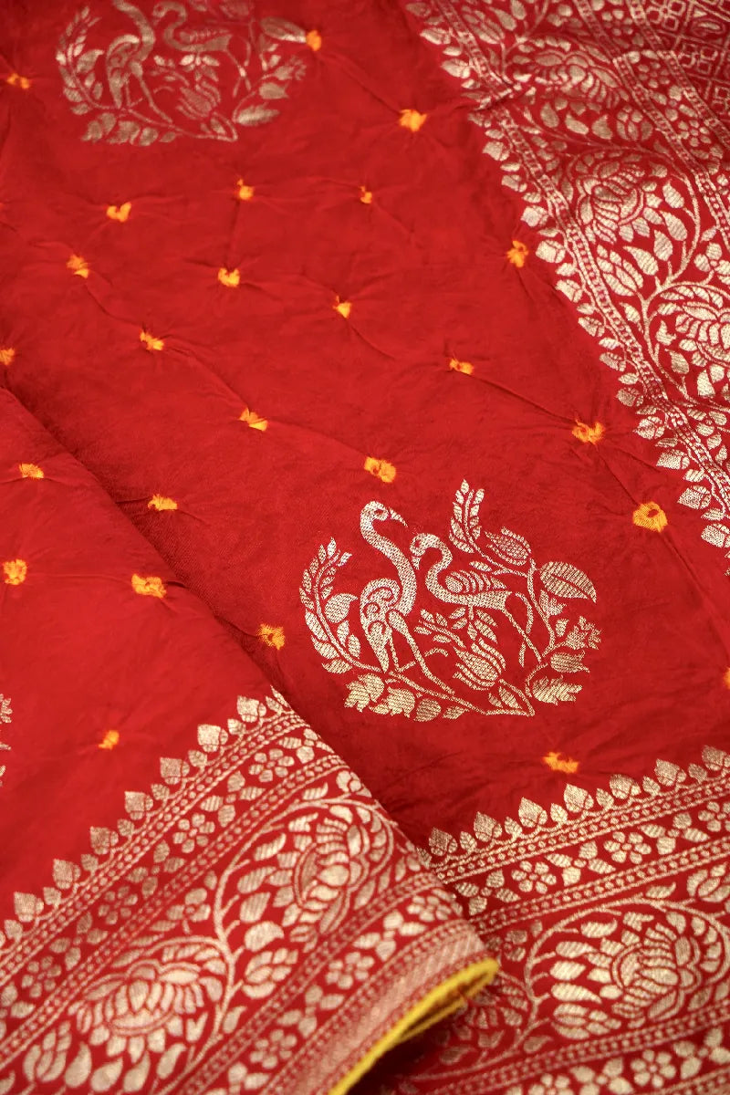 TEAL BLUE COLOR GAJJI SILK BANDHANI SAREE