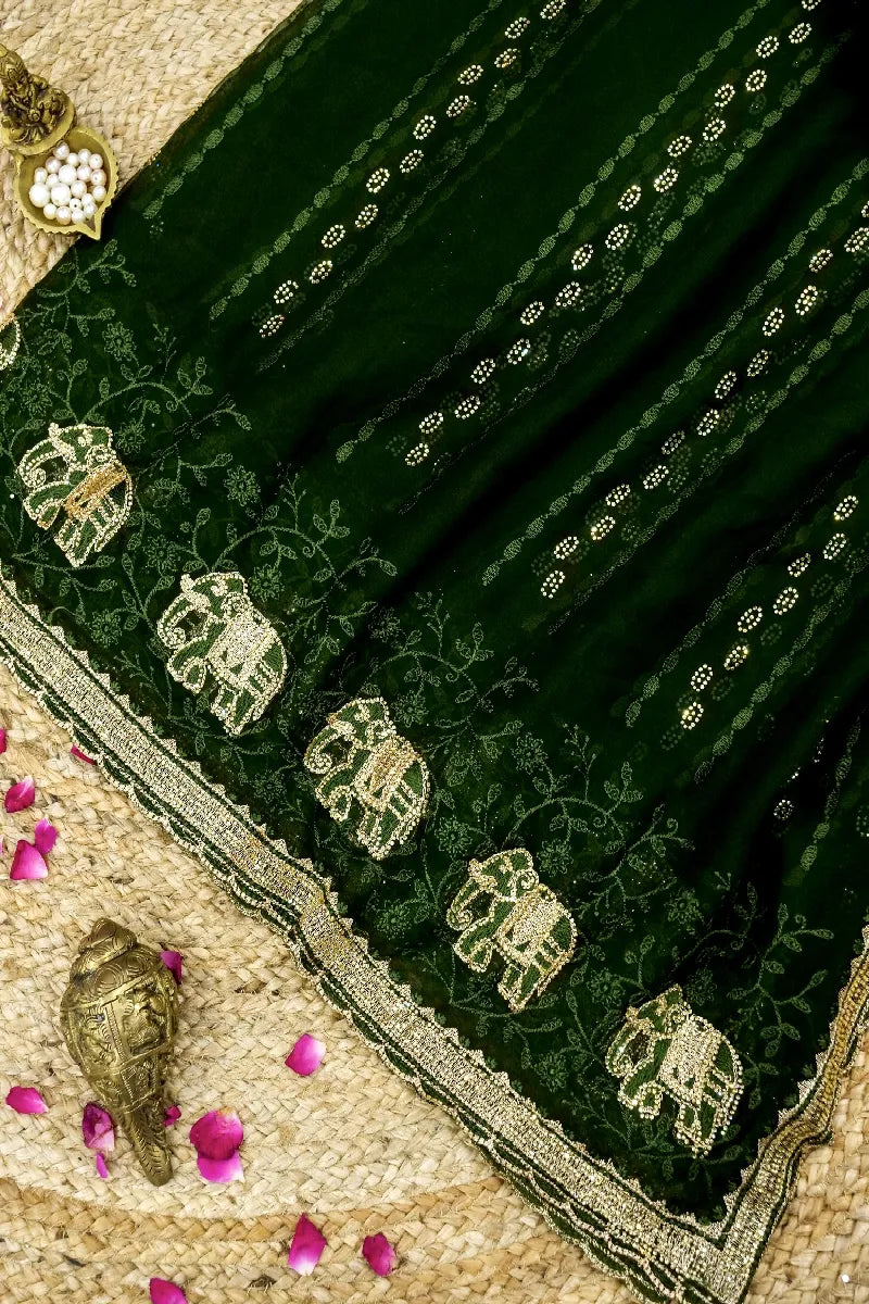 GREEN COLOR CHIFFON SAREE