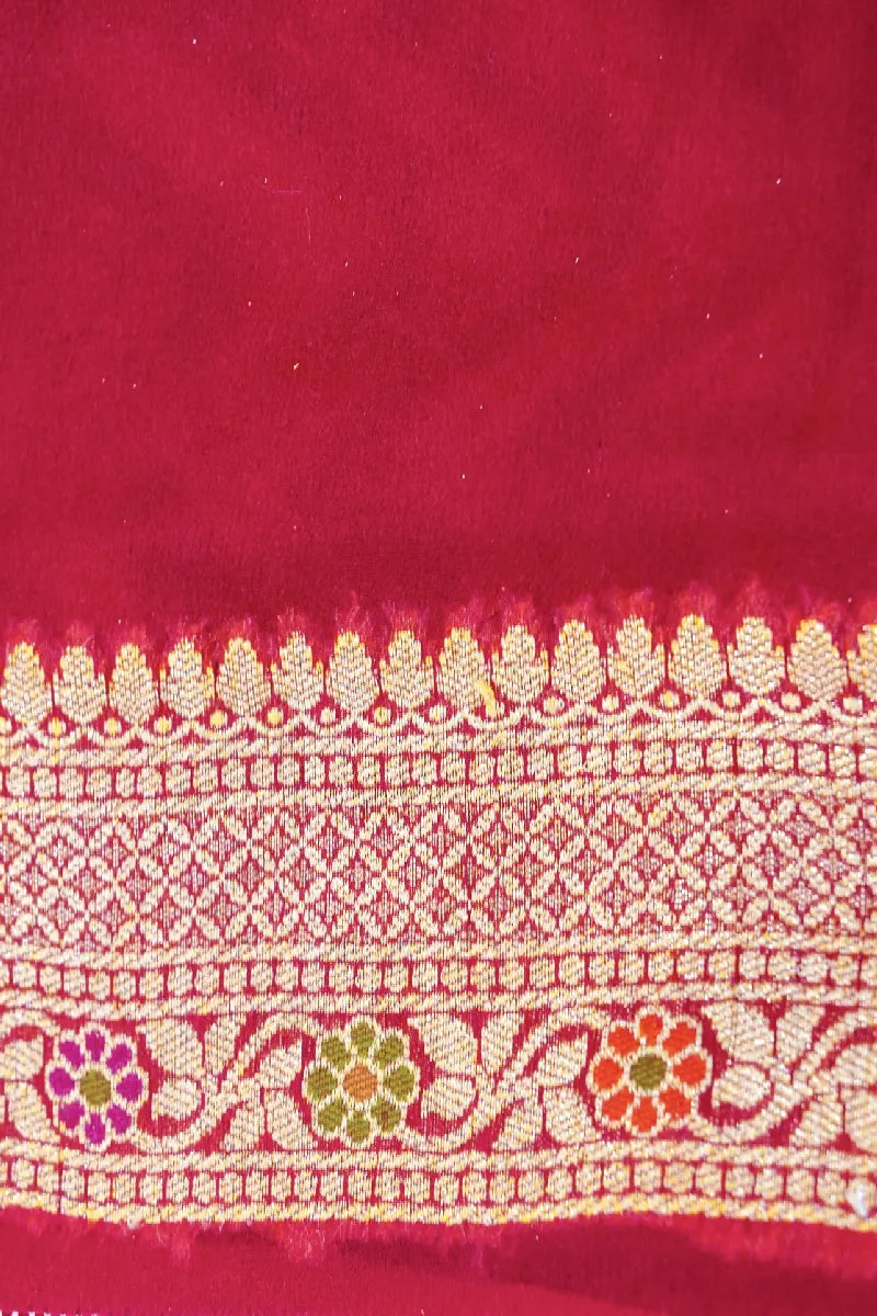 PARROT GREEN WITH PINK COLOR KHADDI GEORGETTE SAREE