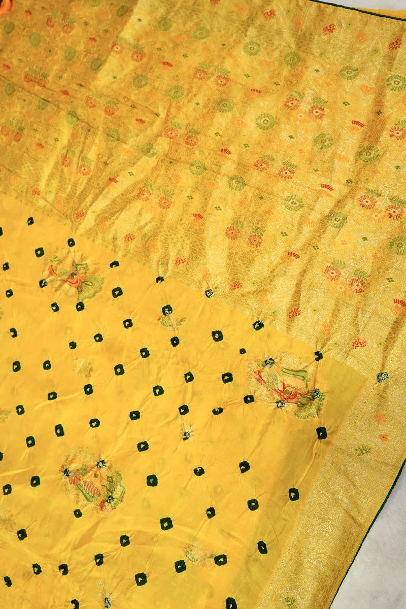 TEAL BLUE COLOR GAJJI SILK BANDHANI SAREE
