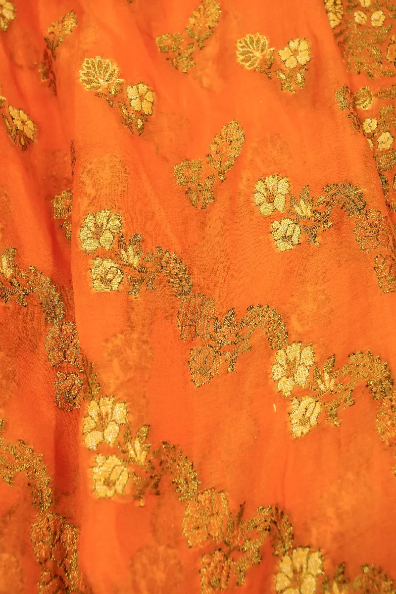 ORANGE COLOR KHADDI GEORGETTE SAREE