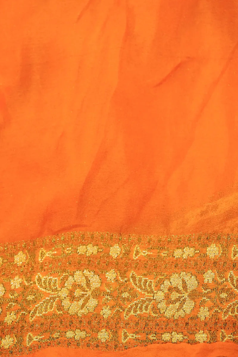 ORANGE COLOR KHADDI GEORGETTE SAREE