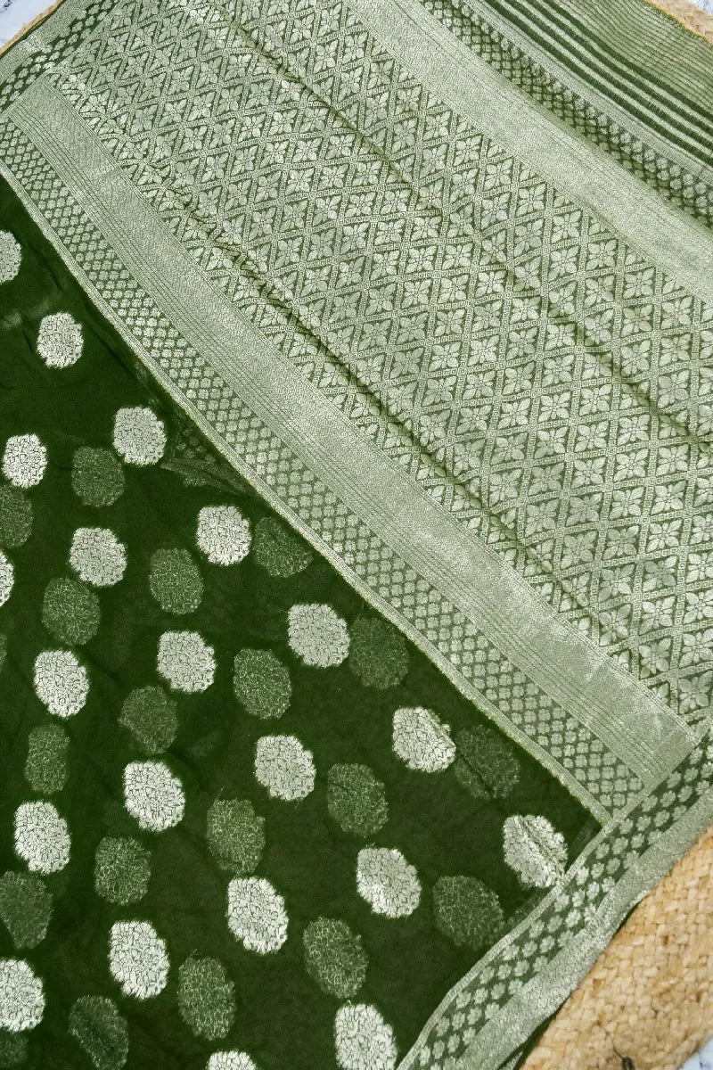 MEHENDI GREEN COLOR CHIFFON SAREE