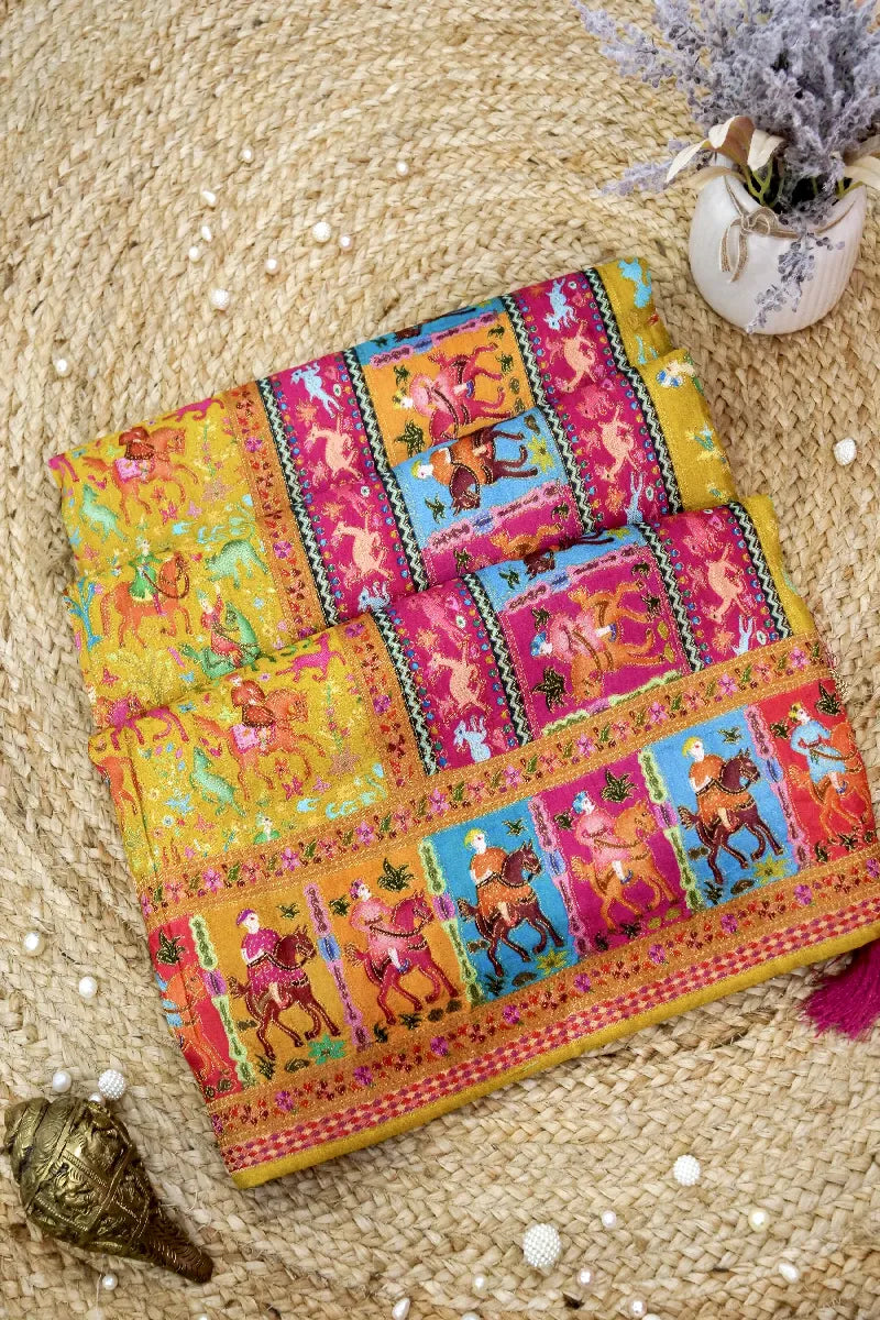 MULTI COLOR CREPE SILK PASHMINA SAREE